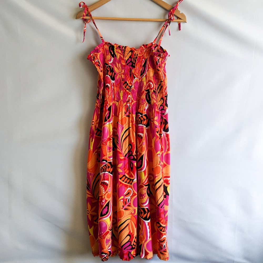 Paradise Lahaina Tropical Smocked Dress One Size
